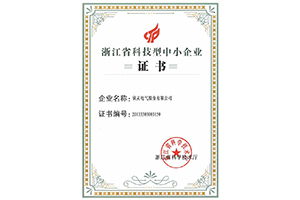 欣靈電氣浙江省科技型中小企業(yè)證書(shū)